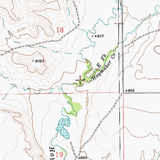 Topographic Map of East Fork Haymaker Creek, MT