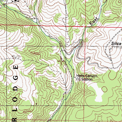 Topographic Map of East Fork Hell Creek, MT