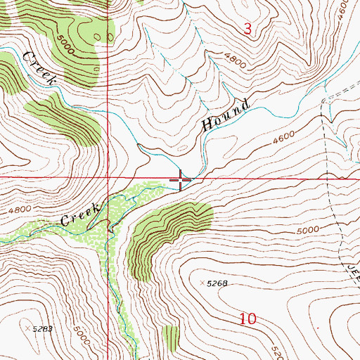 Topographic Map of East Fork Hound Creek, MT