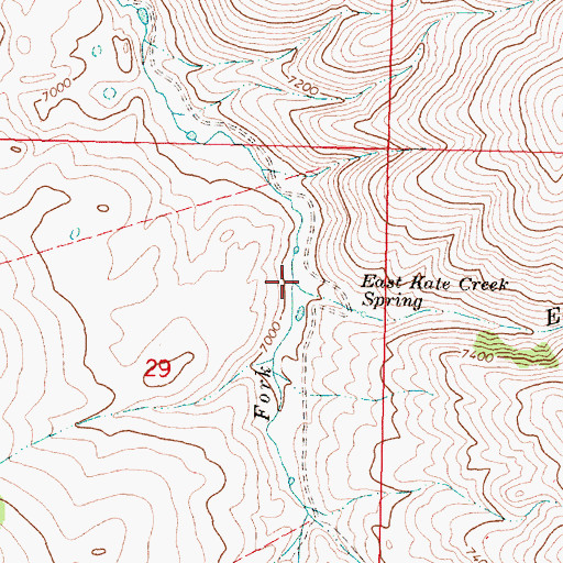 Topographic Map of East Fork Kate Creek, MT