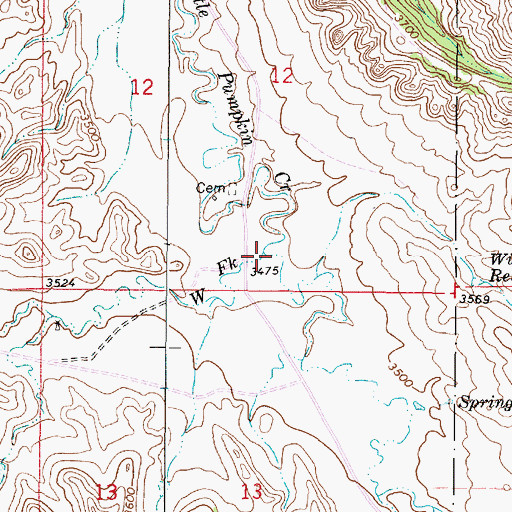 Topographic Map of East Fork Little Pumpkin Creek, MT