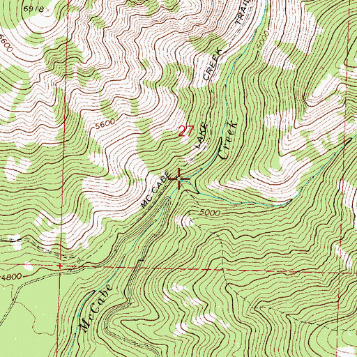 Topographic Map of East Fork McCabe Creek, MT