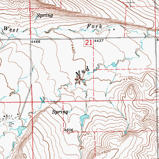 Topographic Map of East Fork Mud Creek, MT