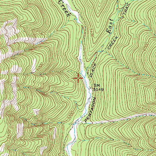 Topographic Map of East Fork Pentagon Creek, MT