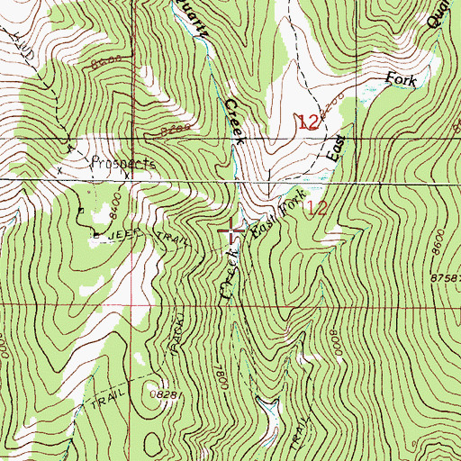 Topographic Map of East Fork Quartz Creek, MT