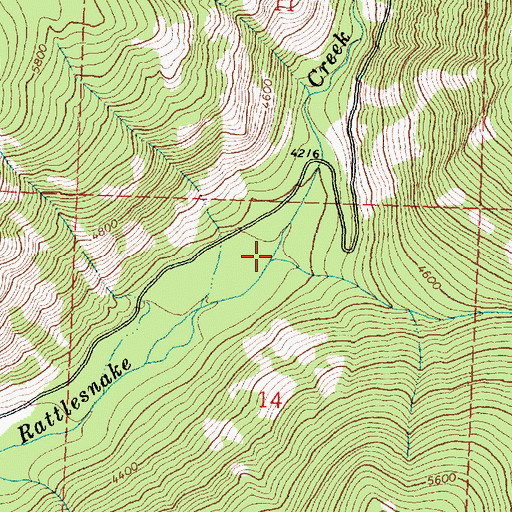 Topographic Map of East Fork Rattlesnake Creek, MT