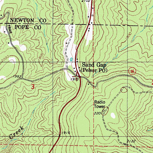 Topographic Map of Sand Gap, AR