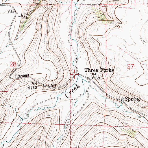 Topographic Map of East Fork Sand Coulee Creek, MT
