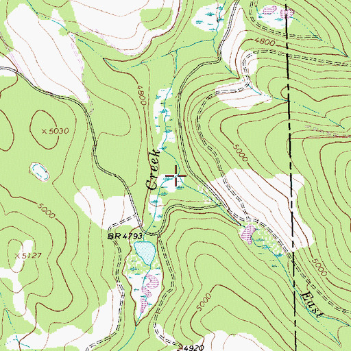 Topographic Map of East Fork Sunday Creek, MT