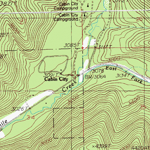 Topographic Map of East Fork Twelvemile Creek, MT