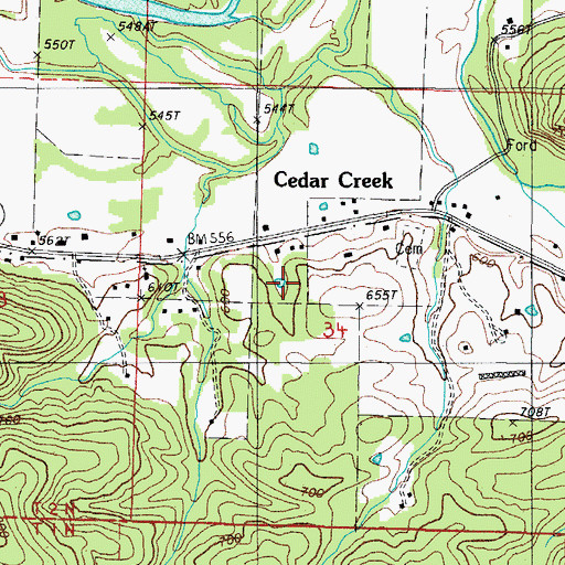 Topographic Map of Sanders Cemetery, AR