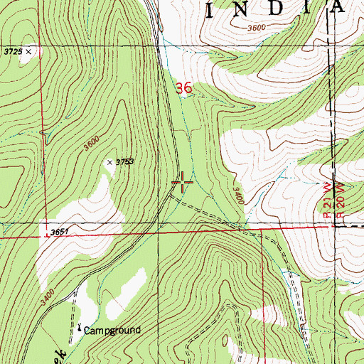 Topographic Map of East Fork Valley Creek, MT
