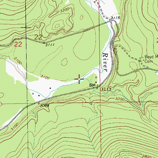 Topographic Map of East Fork Yaak River, MT