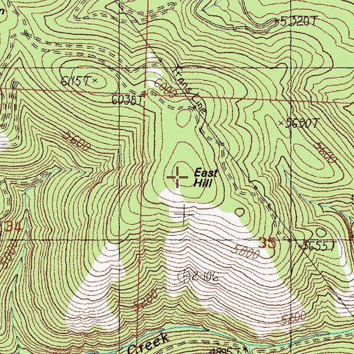 Topographic Map of East Hill, MT