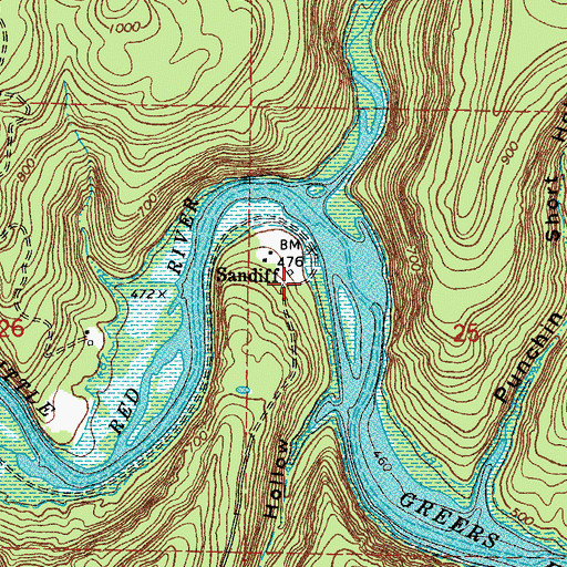 Topographic Map of Sandiff, AR