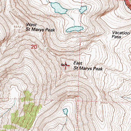 Topographic Map of East Saint Marys Peak, MT