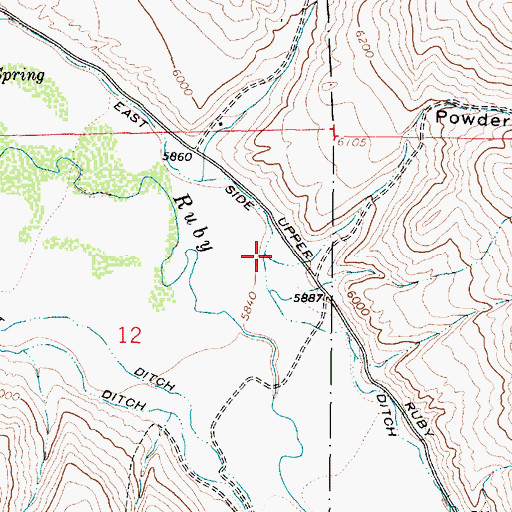 Topographic Map of East Side Ditch, MT