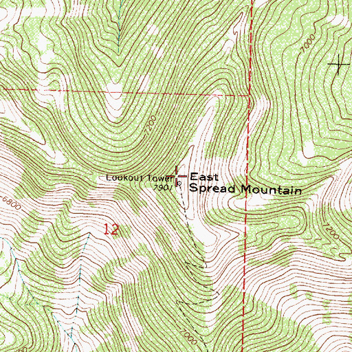 Topographic Map of East Spread Mountain, MT