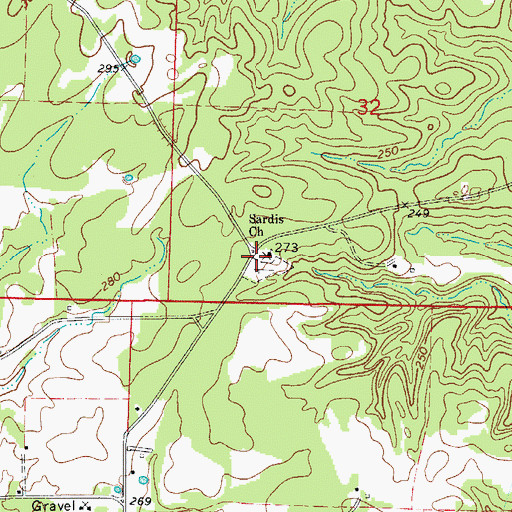 Topographic Map of Sardis Methodist Church, AR