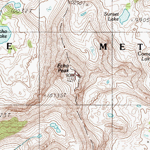 Topographic Map of Echo Peak, MT