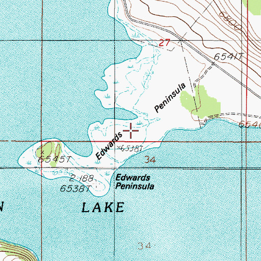 Topographic Map of Edwards Peninsula, MT