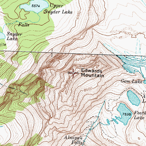 Topographic Map of Edwards Mountain, MT