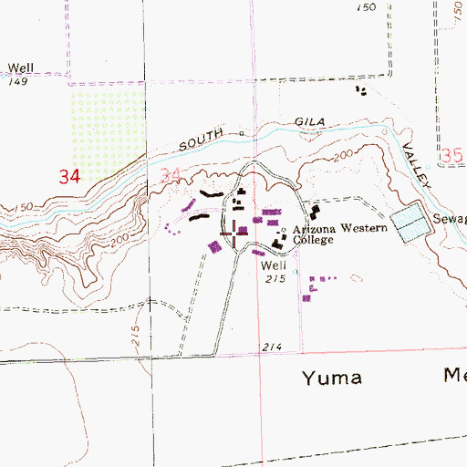 Topographic Map of Arizona Western College Main Campus, AZ