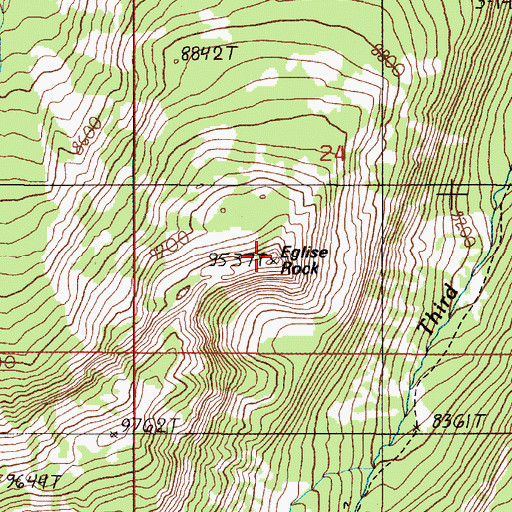 Topographic Map of Eglise Rock, MT