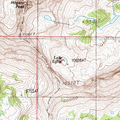 Topographic Map of Lake Eglise, MT