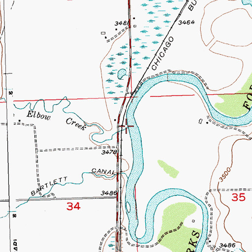 Topographic Map of Elbow Creek, MT