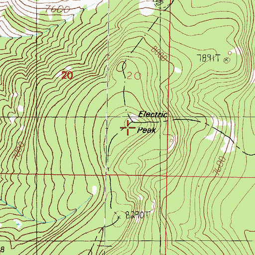 Topographic Map of Electric Peak, MT
