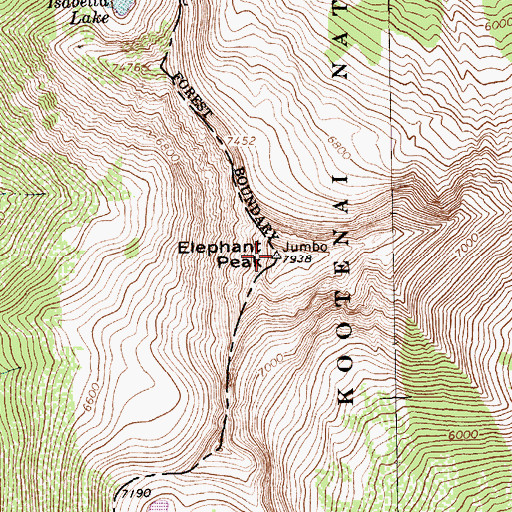 Topographic Map of Elephant Peak, MT