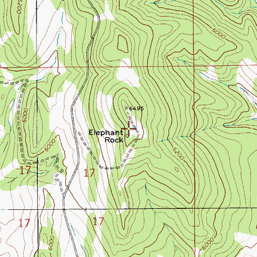 Topographic Map of Elephant Rock, MT
