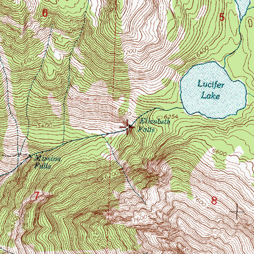 Topographic Map of Elizabeth Falls, MT