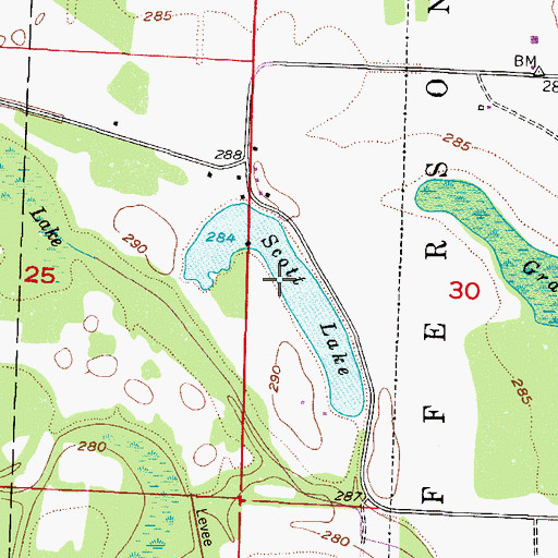 Topographic Map of Scott Lake, AR