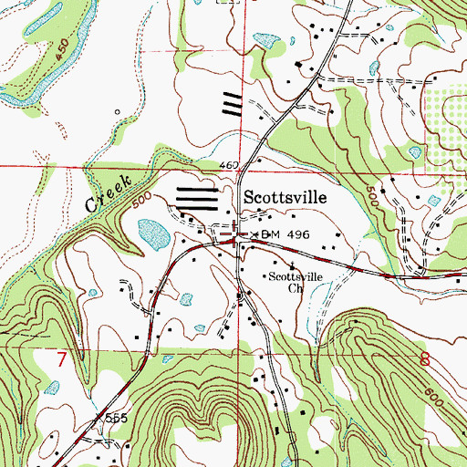 Topographic Map of Scottsville, AR