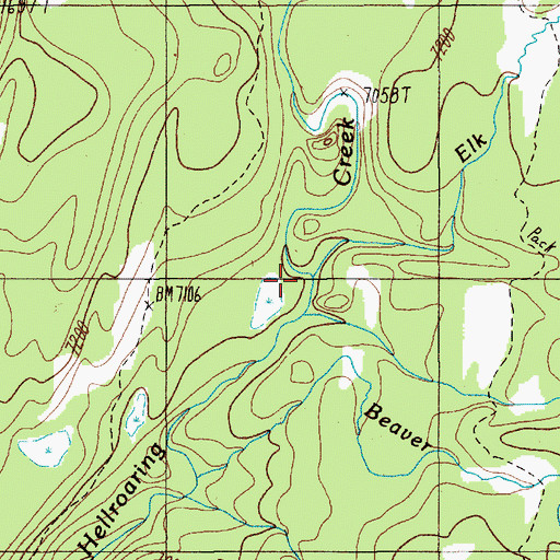 Topographic Map of Elk Creek, MT