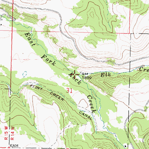Topographic Map of Elk Creek, MT