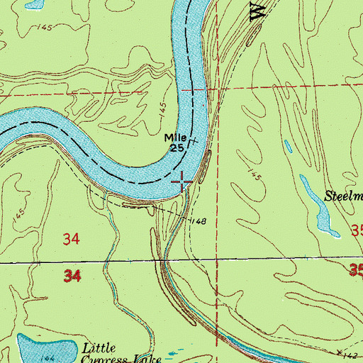 Topographic Map of Scrubgrass Bayou, AR