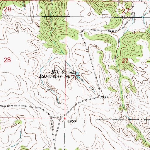 Topographic Map of Elk Creek Reservoir Number One, MT