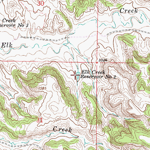 Topographic Map of Elk Creek Reservoir Number Two, MT