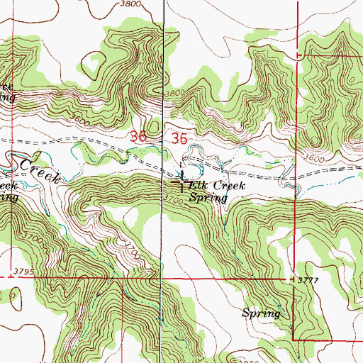 Topographic Map of Elk Creek Spring, MT