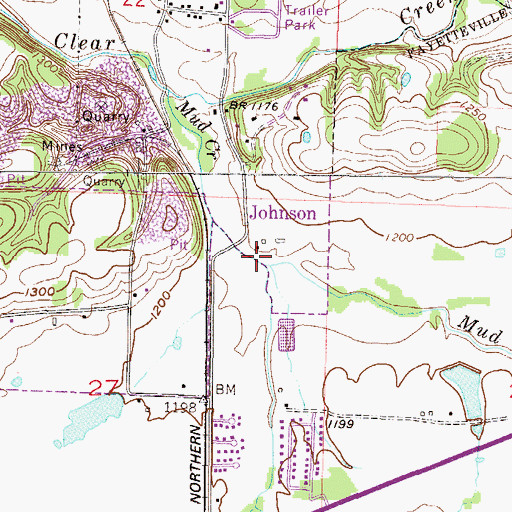 Topographic Map of Scull Creek, AR