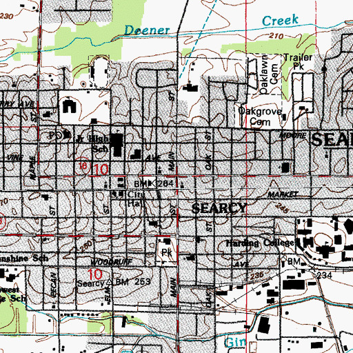 Topographic Map of Searcy, AR