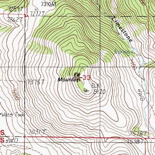 Topographic Map of Elk Mountain, MT