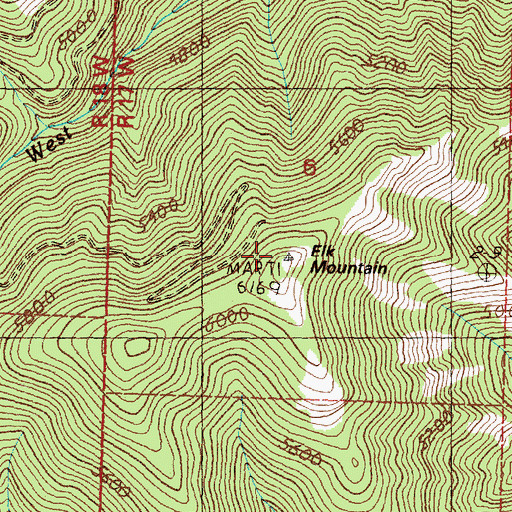 Topographic Map of Elk Mountain, MT