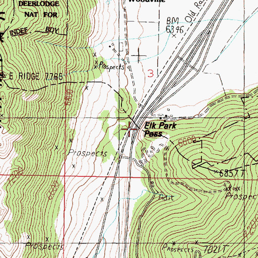 Topographic Map of Elk Park Pass, MT