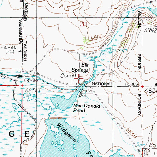 Topographic Map of Elk Springs, MT