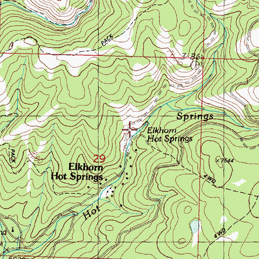 Topographic Map of Elkhorn Hot Springs, MT