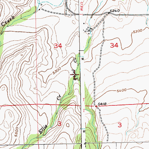 Topographic Map of Ellis Creek, MT